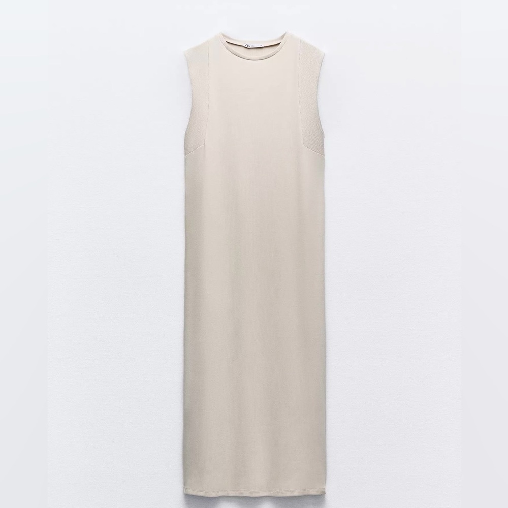 Zara Knit Midi Dress Sand Size L